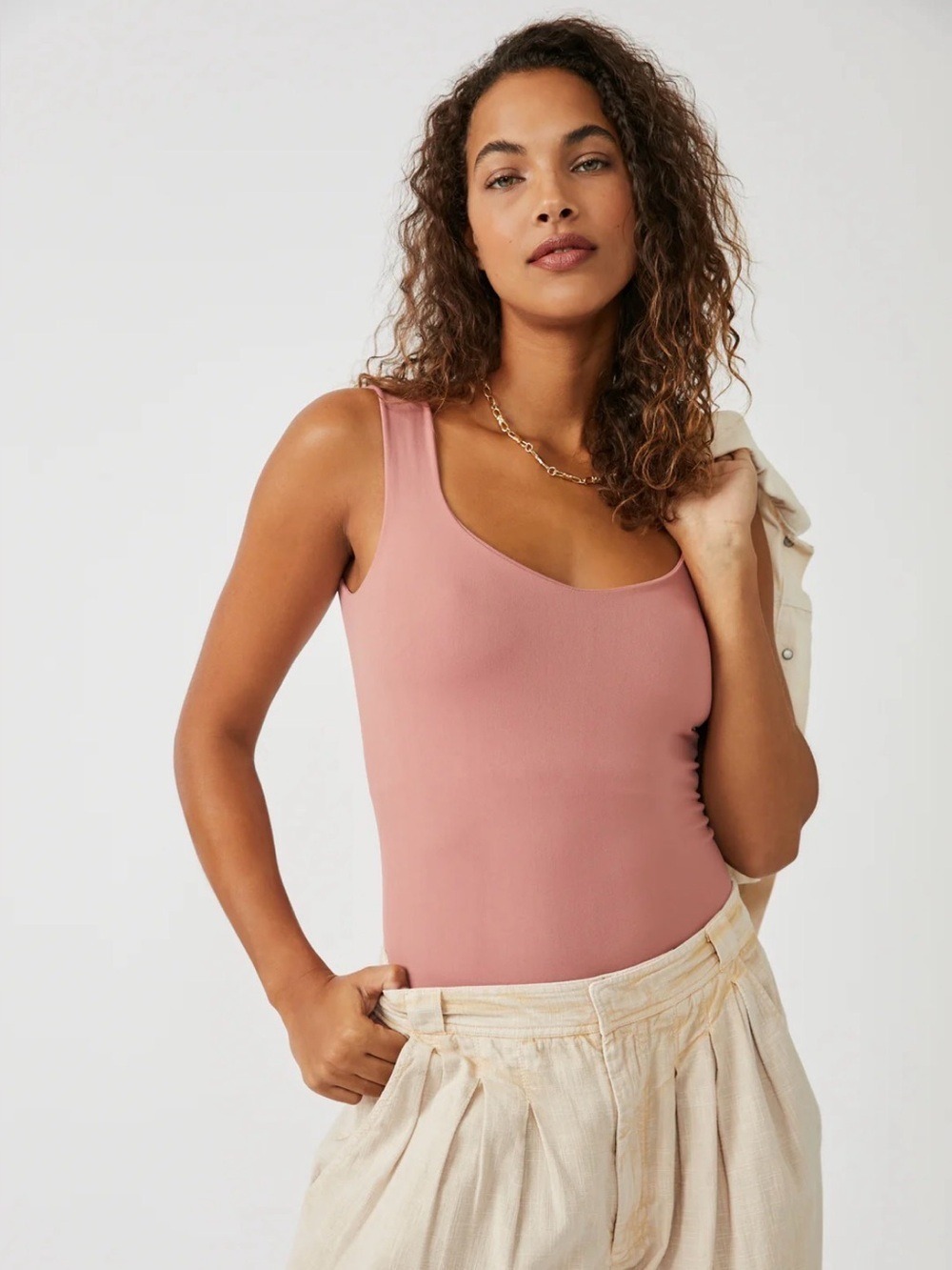 intimately free people dusty Rose clean lines bodysuit size medium/large